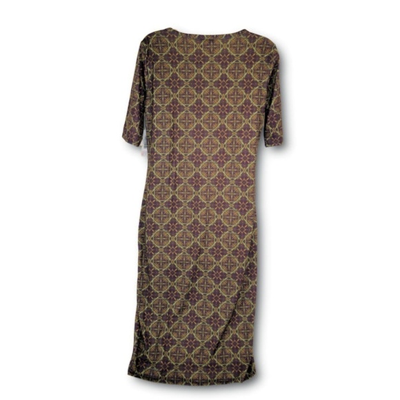 Lularoe Julia  Brown Geometric Patterned Dress M NWT - Picture 2 of 3
